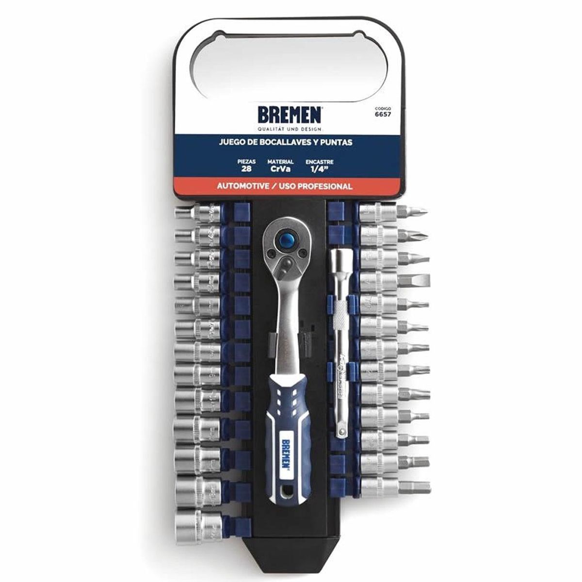 BREMEN - Set de Dados y Puntas 1/4" x 28 Piezas Bremen 6657