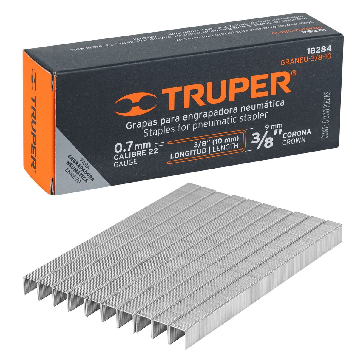 TRUPER - GRAPAS corona 3/8" calibre 22, 10mm, 5000 UNIDADES TRUPER