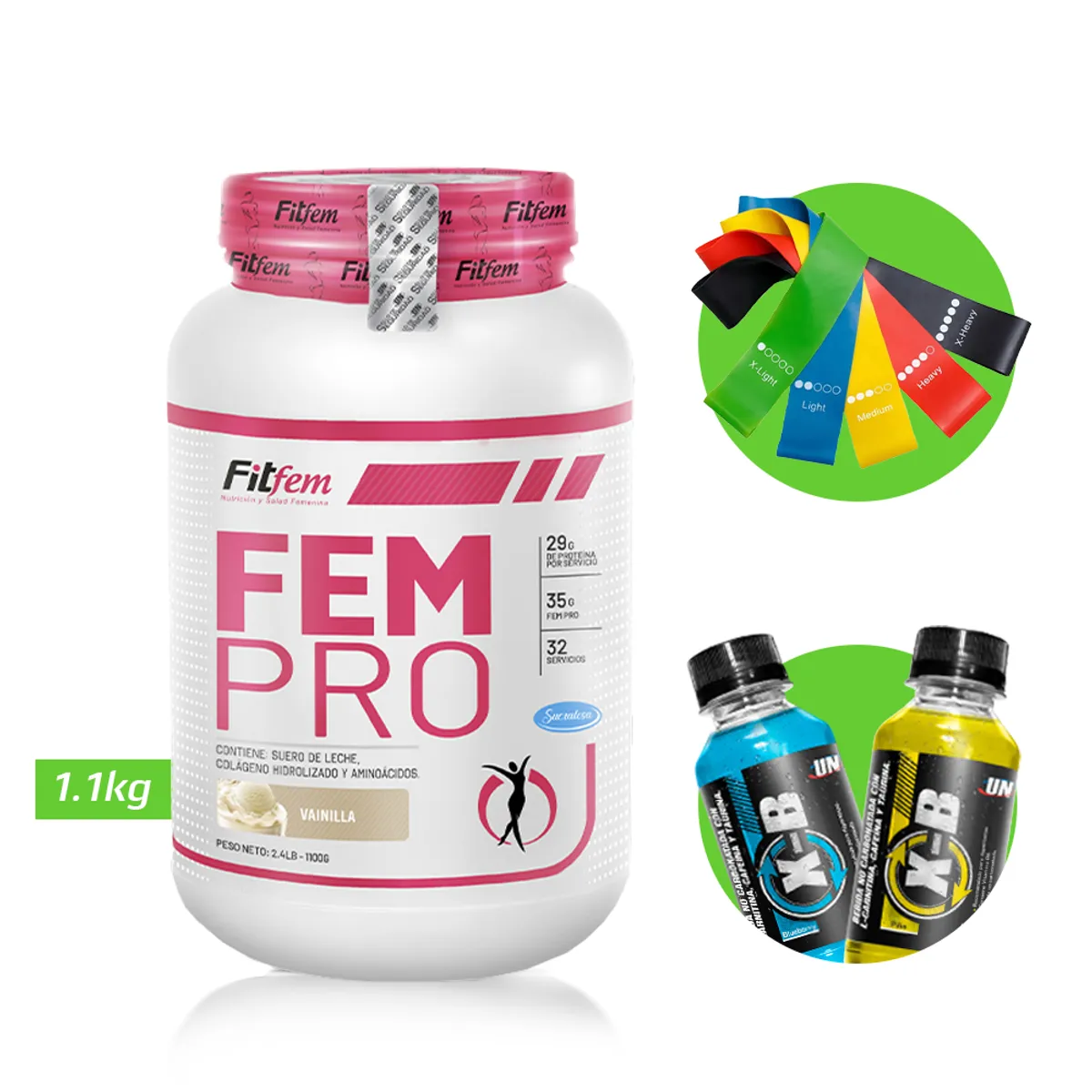 FITFEM - FEM PRO 1KG VAINILLA PROTEÍNA FITFEM CON REGALOS