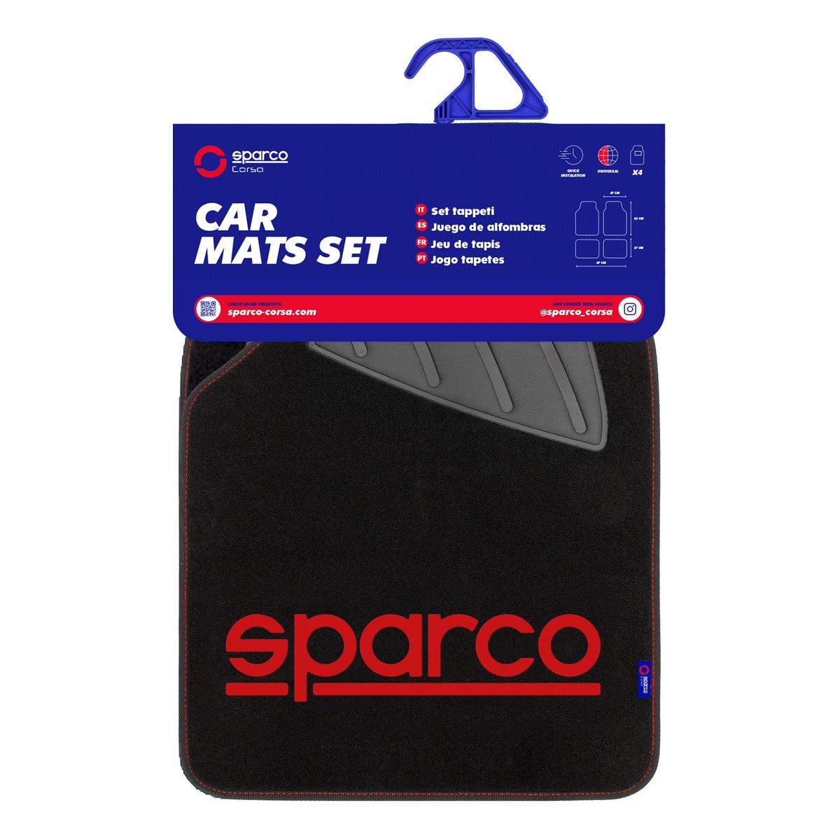 SPARCO - Tapete piso Alfombra Sparco 4 Piezas Universal Original