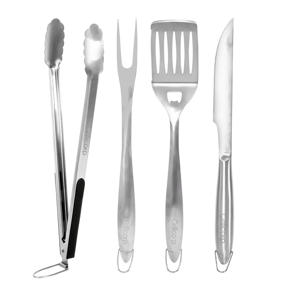 GRILLCORP - Set de Utensilios Parrilleros Profesionales Grillcorp Inoxidables