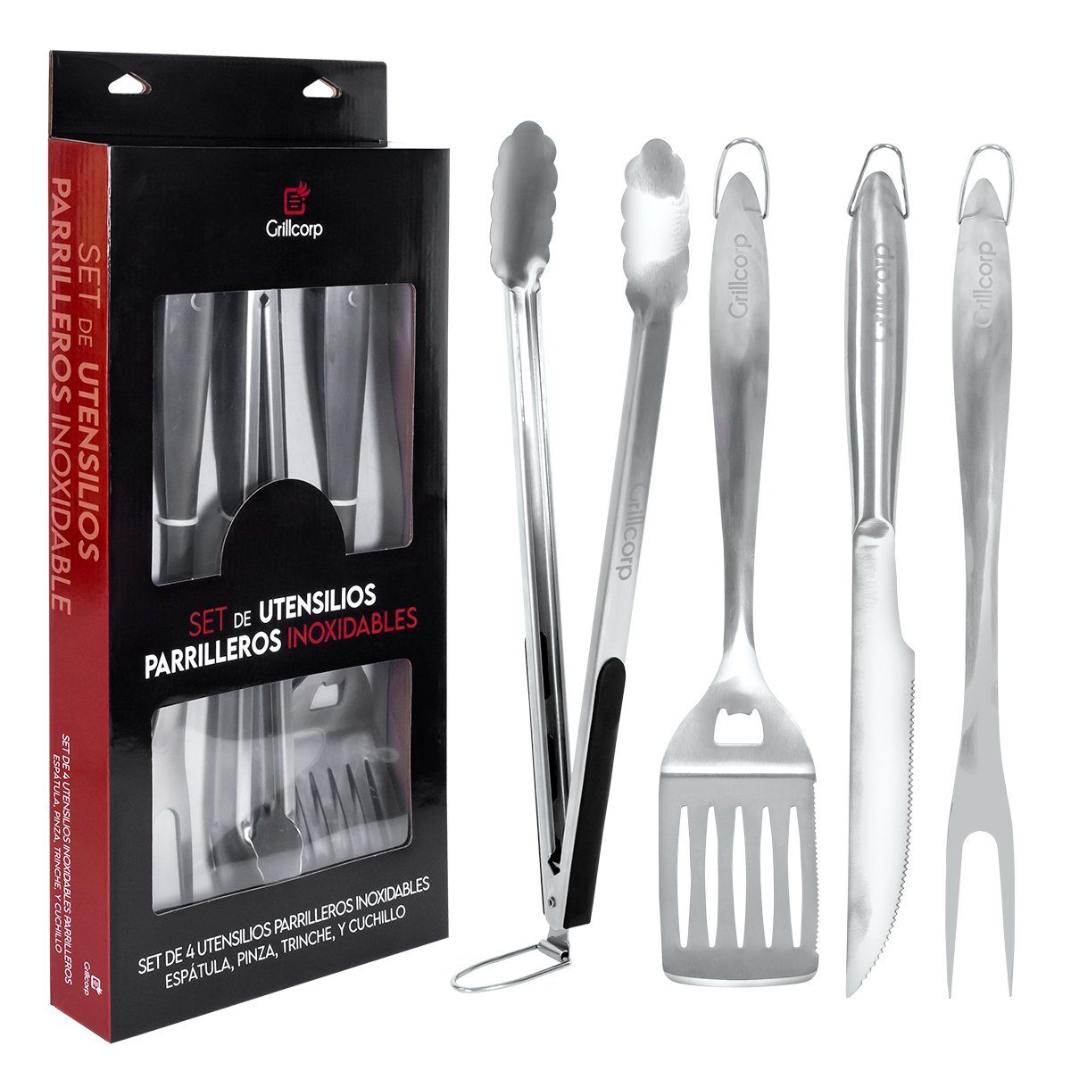 GRILLCORP - Set de Utensilios Parrilleros Profesionales Grillcorp Inoxidables