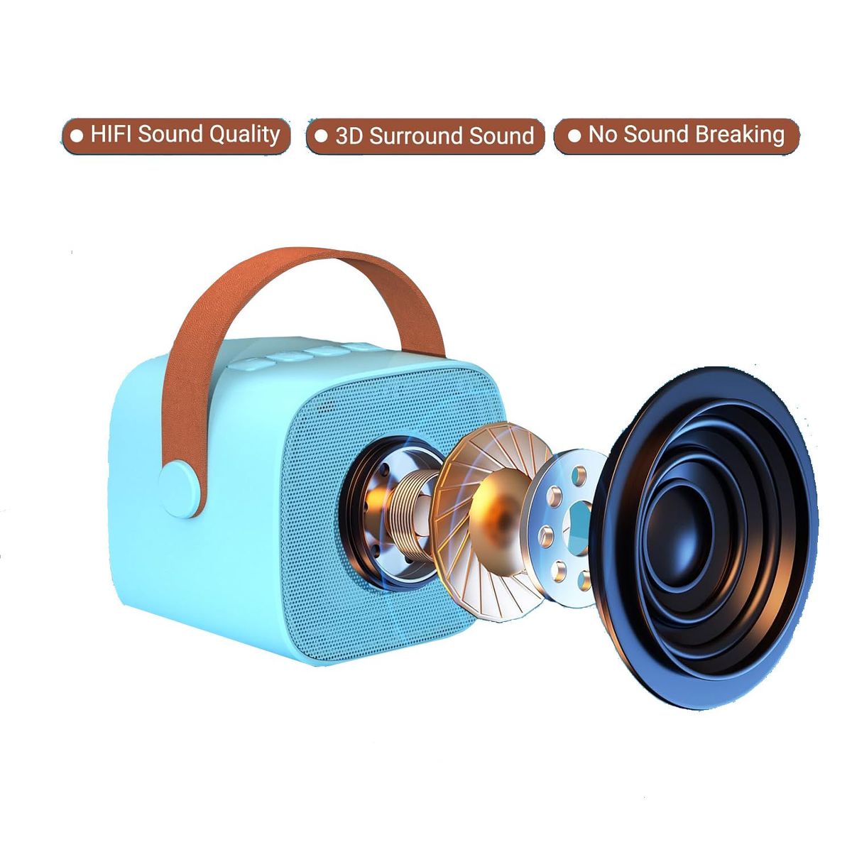 GENERICO - Parlante Bluetooth con Micrófono P2 inalámbrico para Karaoke - Turquez