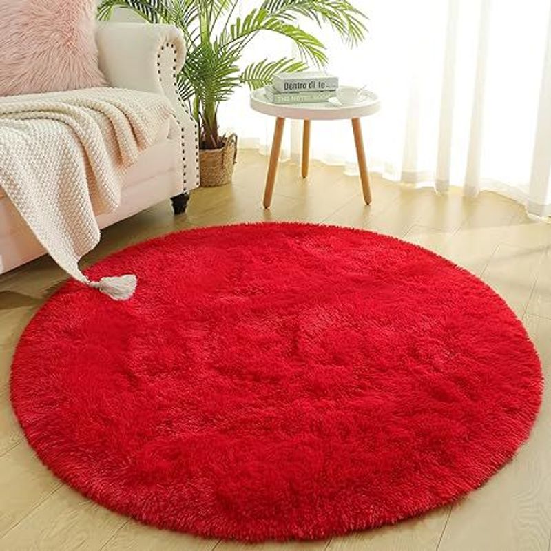 GENERICO - Bajada de cama redonda 100x100CM ROJO