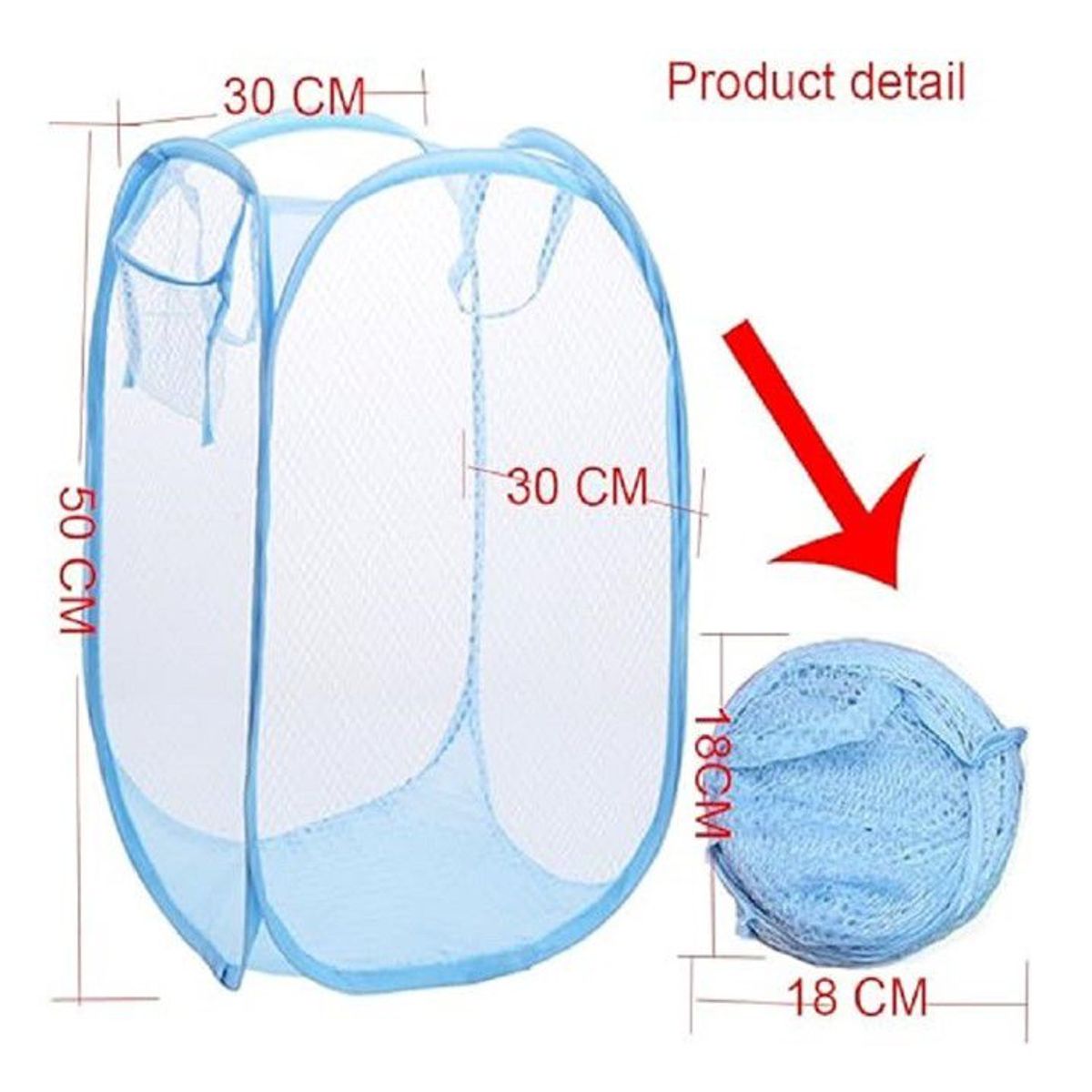 GENERICO - CANASTA CESTA PLEGABLE INFANTIL PARA ROPA SUCIA CELESTE