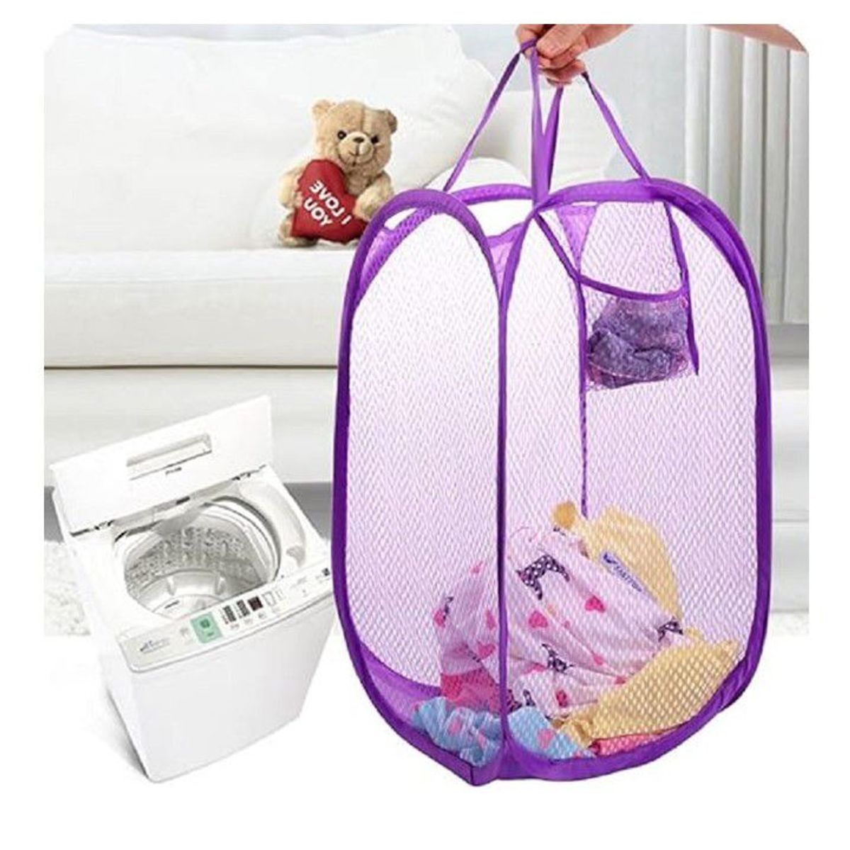 GENERICO - CANASTA CESTA PLEGABLE INFANTIL PARA ROPA SUCIA AZUL MARINO