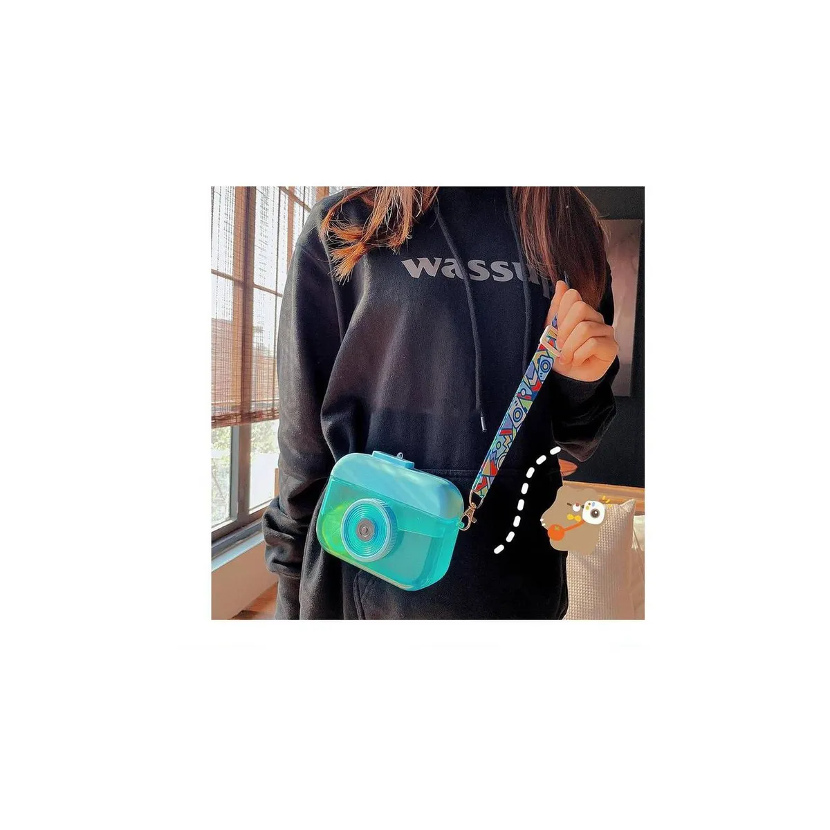 GENERICO - Tomatodo Kawai Diseño Cámara 400ml CELESTE