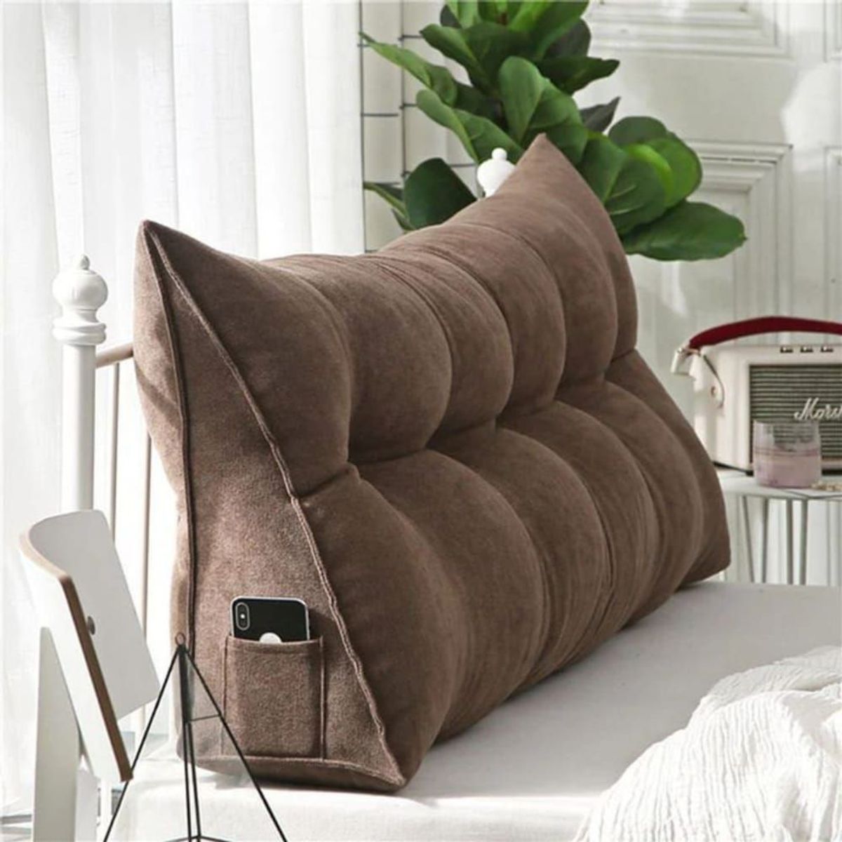 GENERICO - Cabecero Cojín Triangular King Size Brown Pandora Home