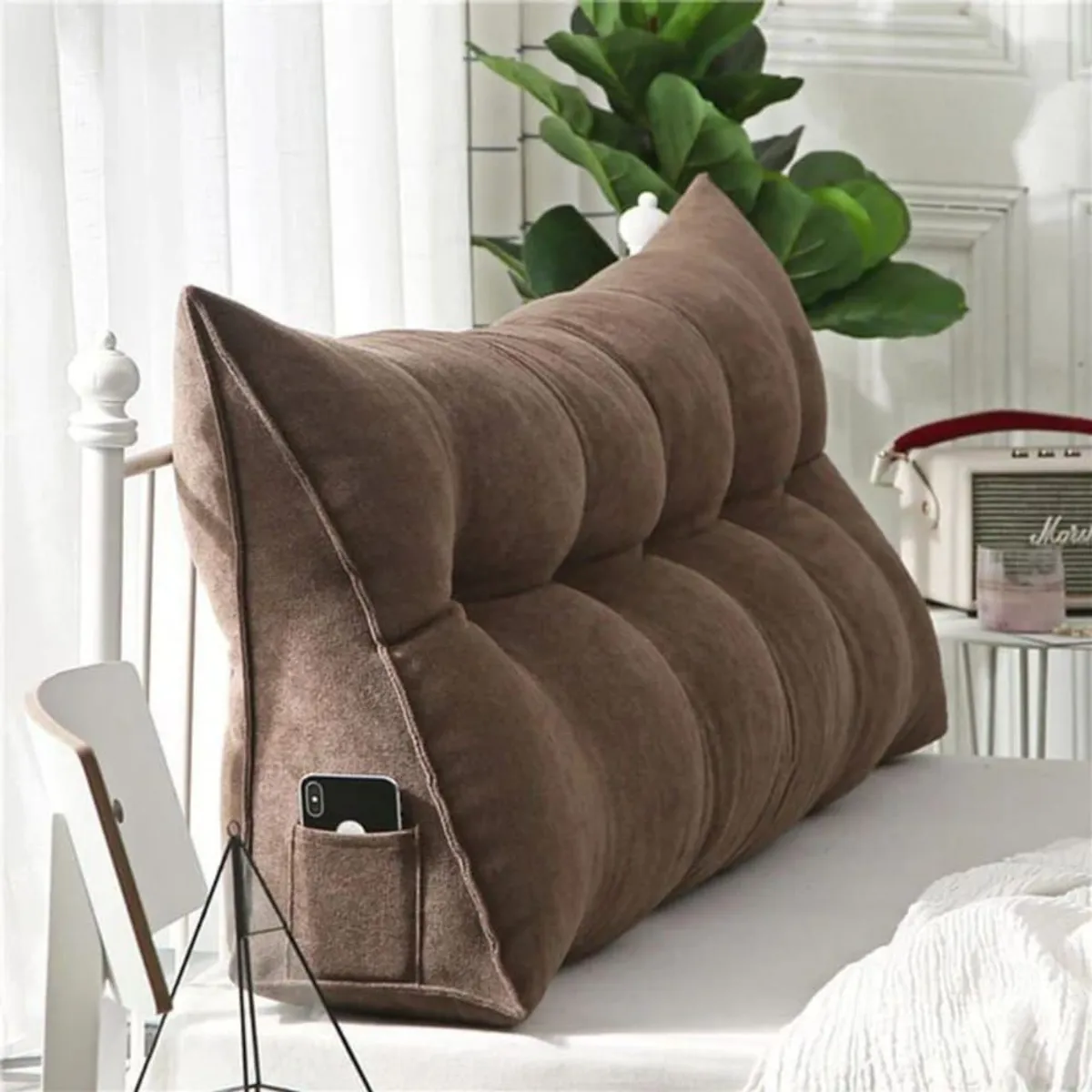 GENERICO - Cabecero Cojín Triangular King Size Brown Pandora Home