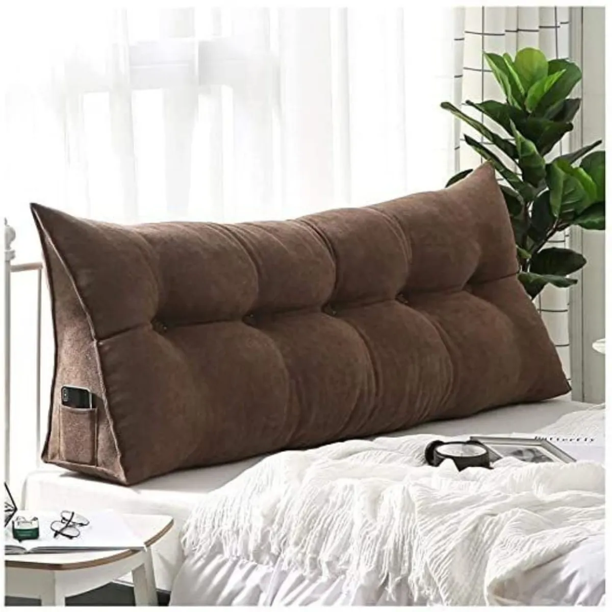 GENERICO - Cabecero Cojín Triangular King Size Brown Pandora Home