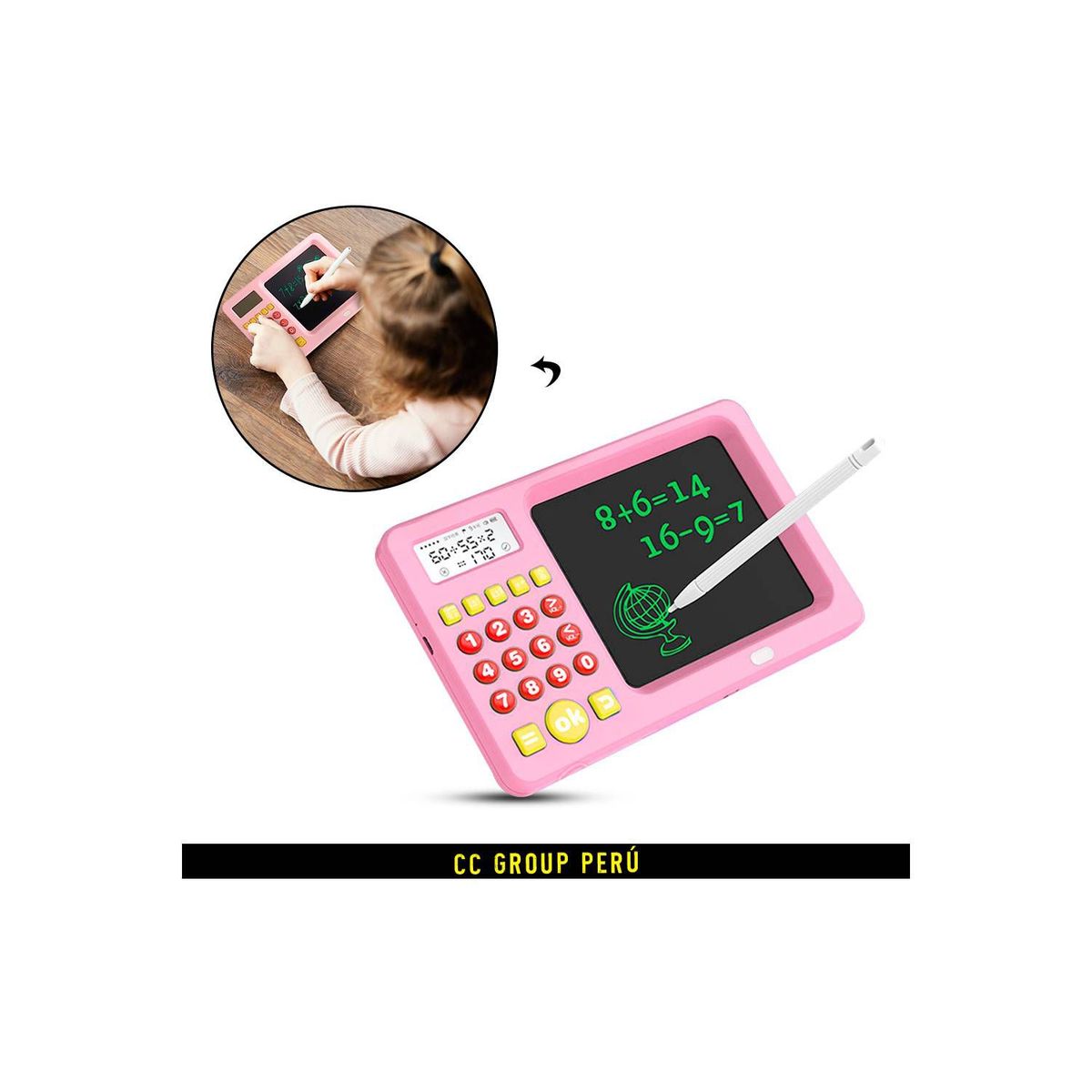 GENERICO - Calculadora Didáctica y Educativa Pizarra para Niños - Rosa