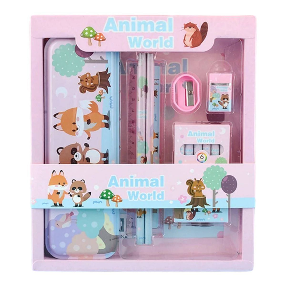 GENERICO - SET ESCOLAR X7 PIEZAS DISEÑO KAWAI NIÑA