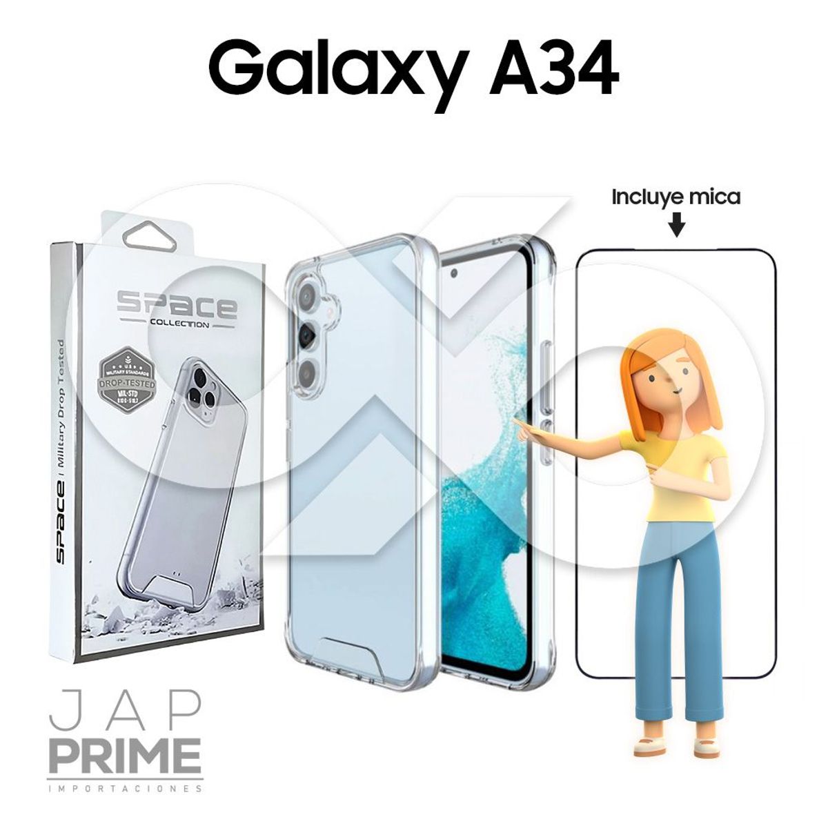 GENERICO - Case Space transparente con mica para Samsung A34 PREMIUM vip
