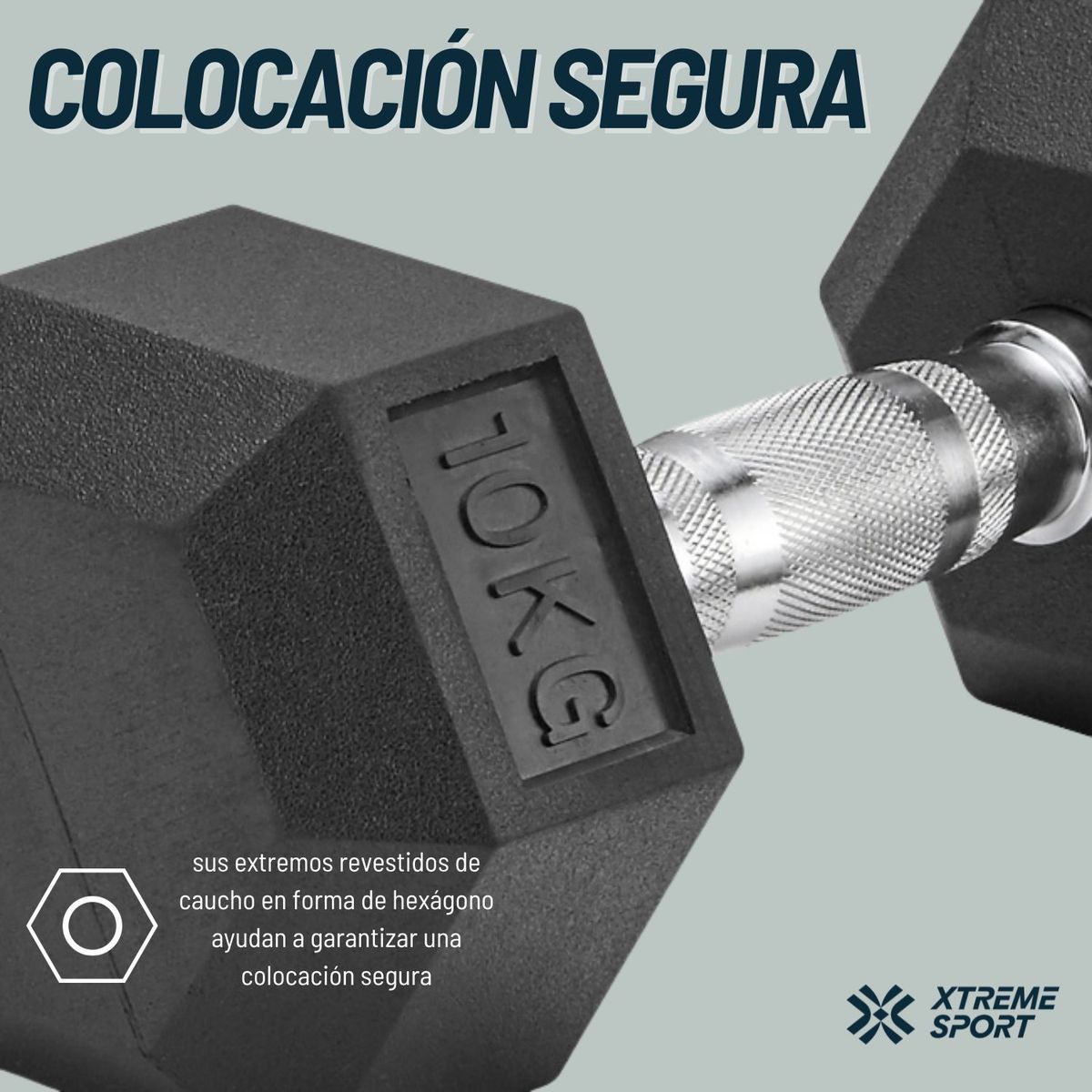 XTREME SPORT - Set de 10 Mancuernas Hexagonales + Soporte Rack
