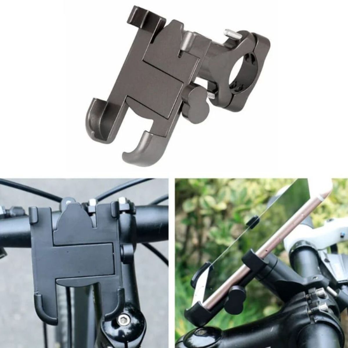 GENERICO - Holder de Aluminio para Moto Bicicleta Scooter Soporte 360° Negro