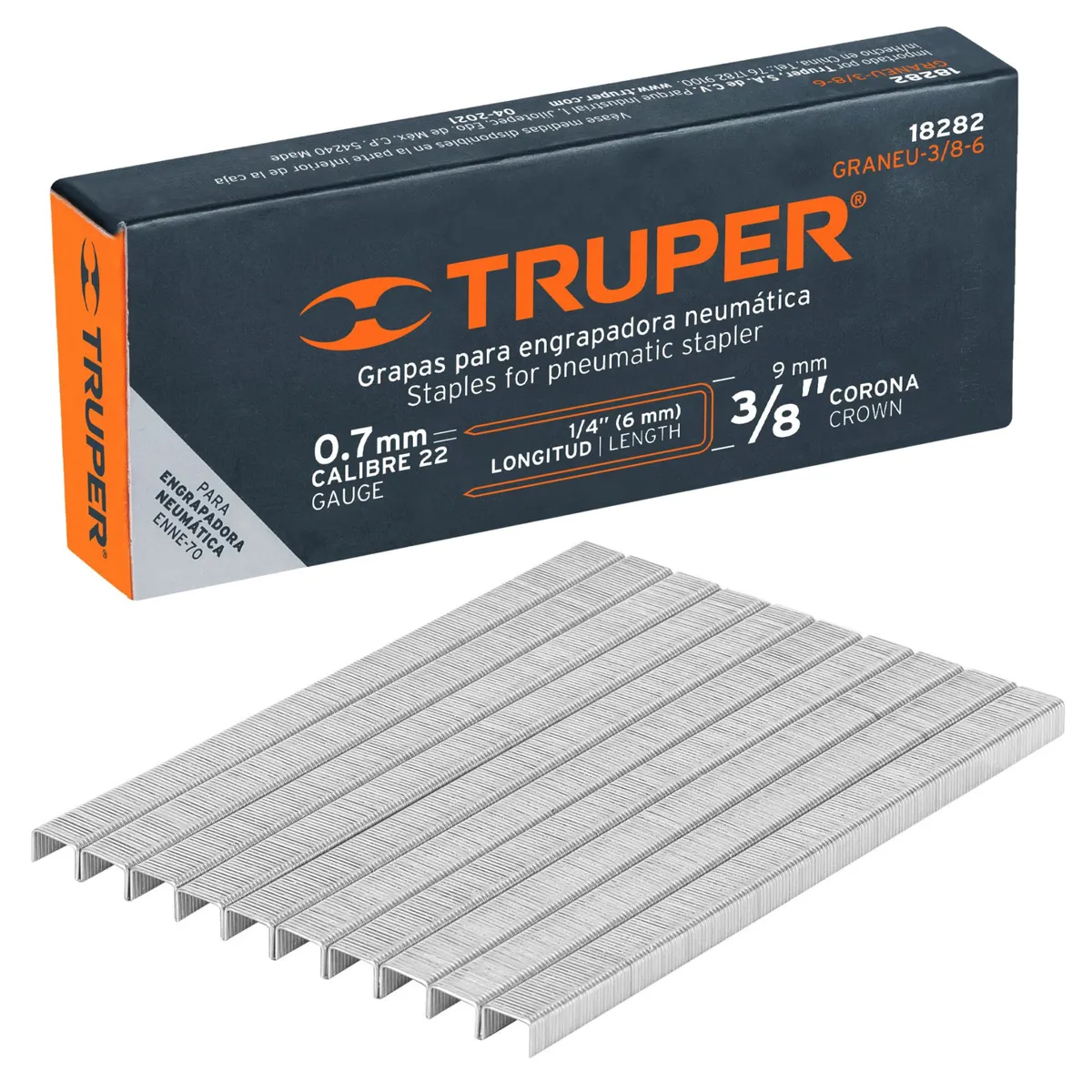 TRUPER - GRAPAS corona 3/8" calibre 22, 6mm, 5000 UNIDADES