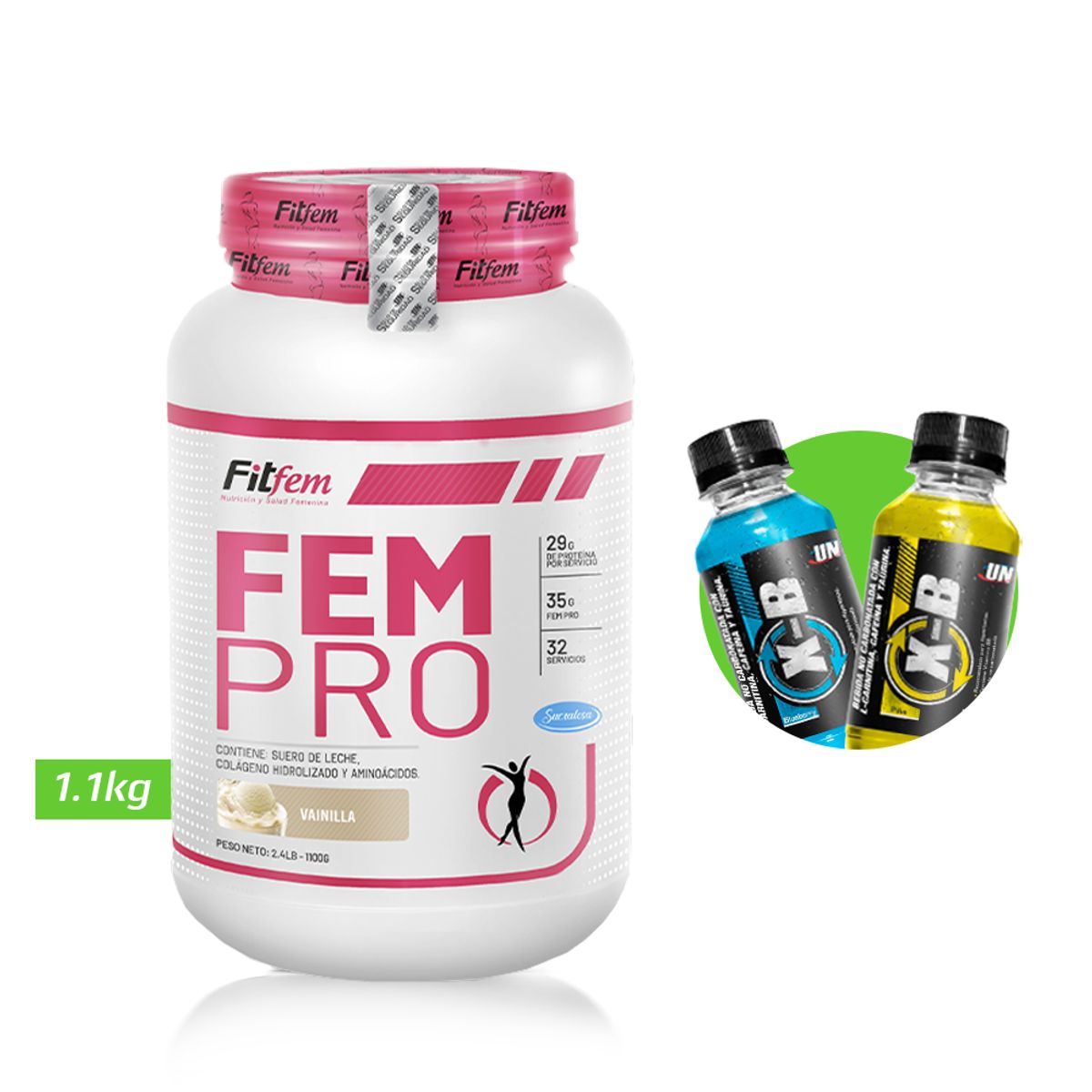 FITFEM - FEM PRO 1KG VAINILLA PROTEÍNA FITFEM CON REGALOS