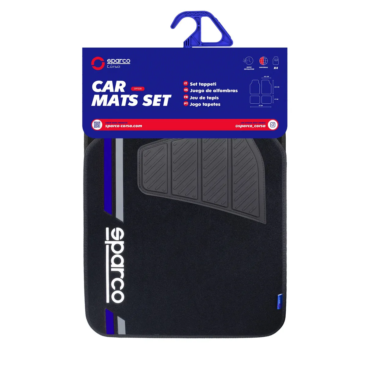 SPARCO - Tapete piso Alfombra Sparco 4 Piezas SPF508BL Original