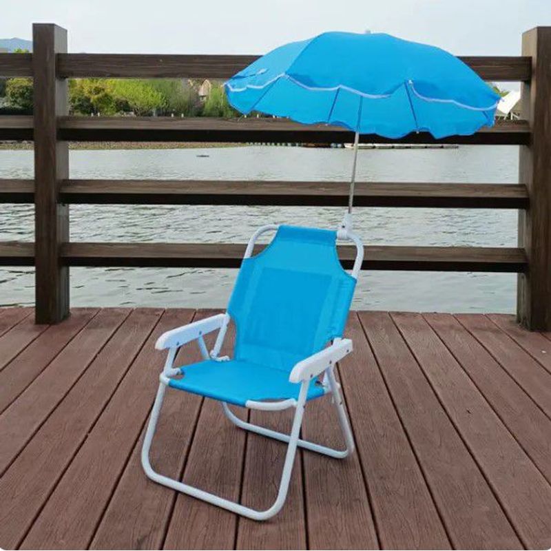 INSPIRA - Silla de Playa Camping Terraza Plegable Azul con Sombrilla
