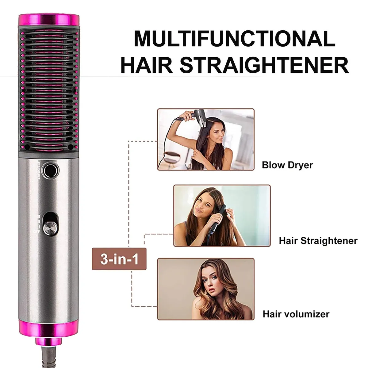 GENERICO - Secador de Cabello eléctrico Multifuncional 2en 1 Seca y Alisa el Pelo