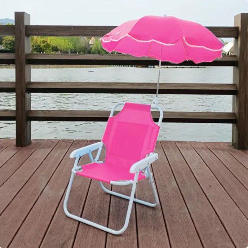 INSPIRA - Silla de Playa Camping Terraza Plegable Rosa con Sombrilla