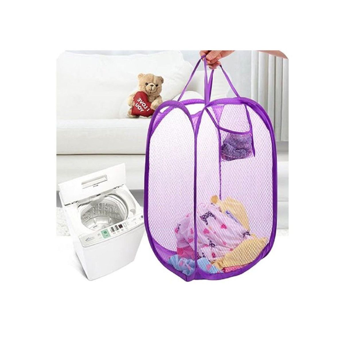 GENERICO - CANASTA CESTA PLEGABLE INFANTIL PARA ROPA SUCIA ROSADO