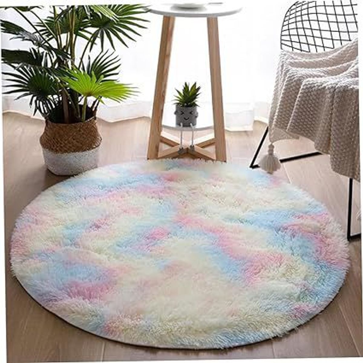 GENERICO - Bajada de cama redonda 100x100CM ARCOIRIS