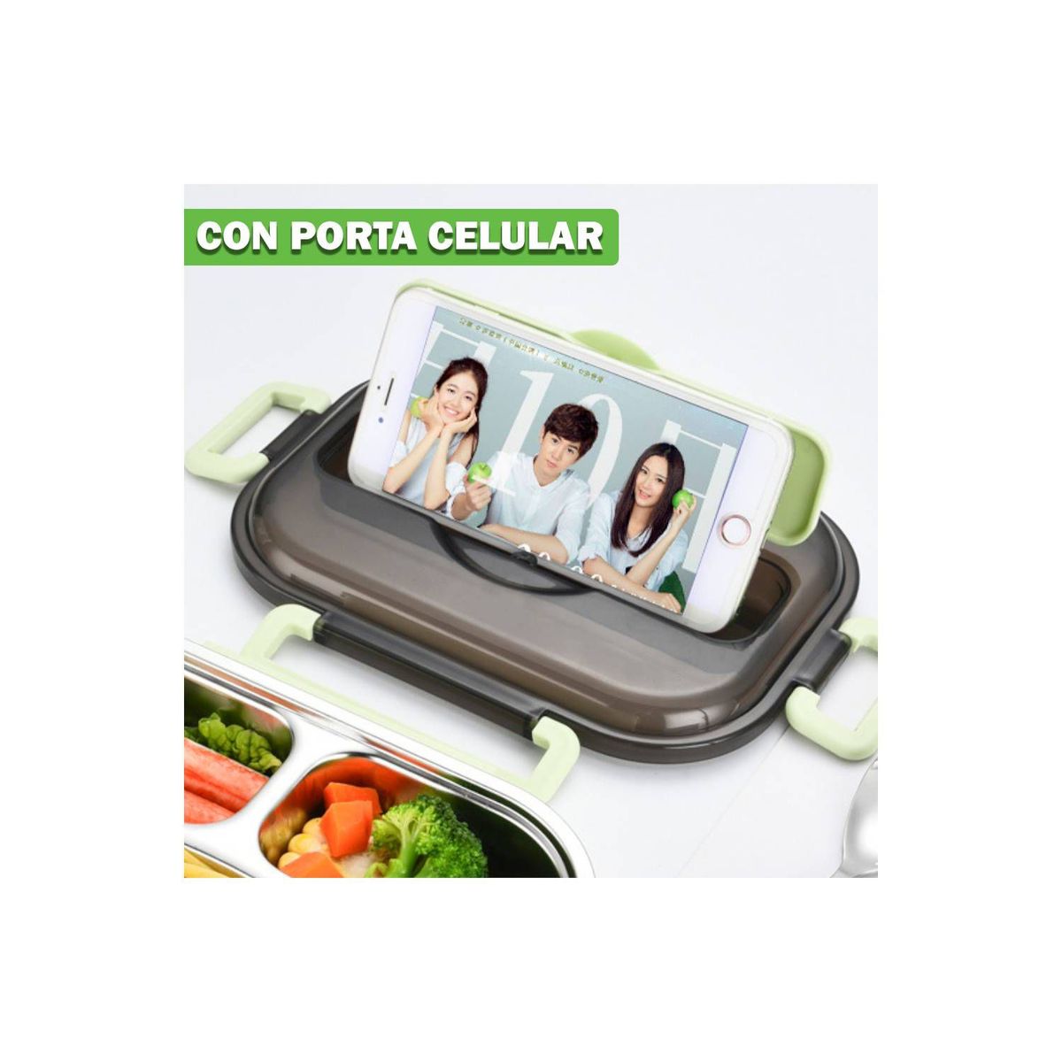 GENERICO - Lonchera Táper de Comida y Alimentos 3 Divisiones + Cubiertos