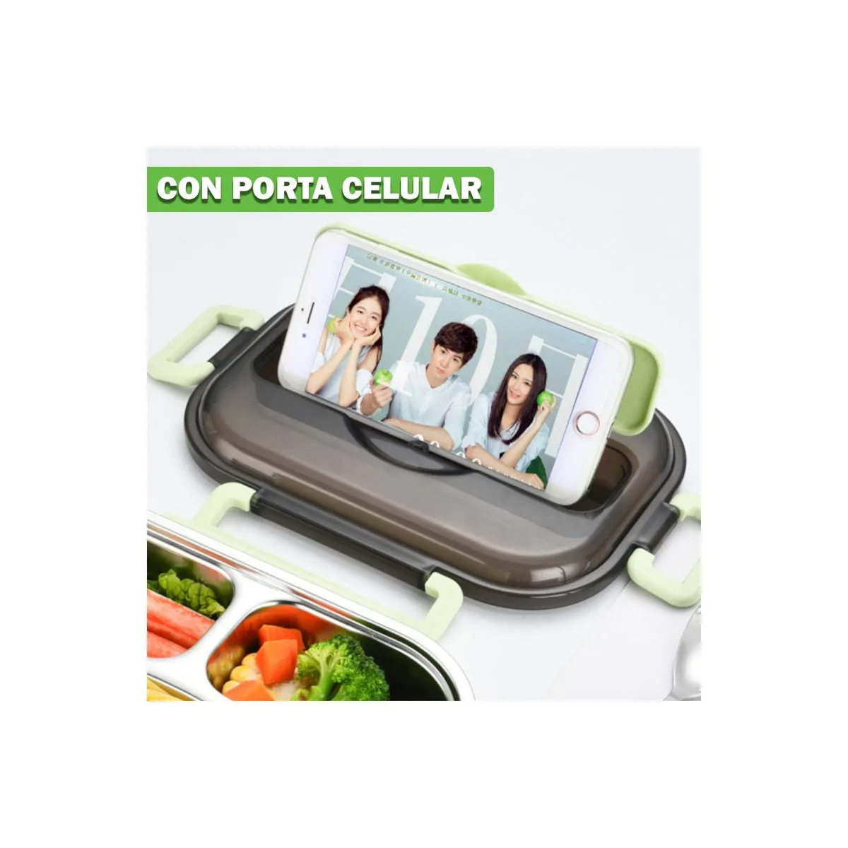 GENERICO - Lonchera Táper de Comida y Alimentos 3 Divisiones + Cubiertos