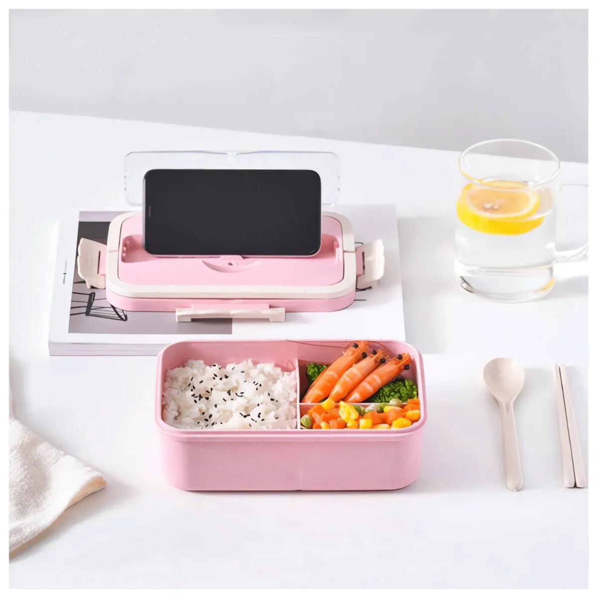 GENERICO - Lonchera de Alimentos 3 Divisiones + Cubiertos 1000 ML