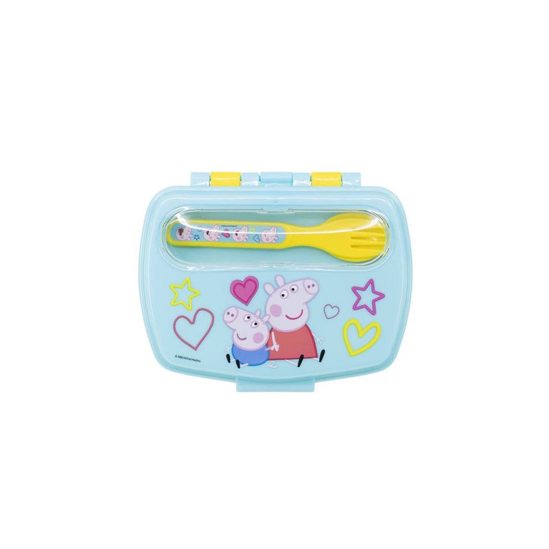 GENERICO - Sadwichera rectangular con cubiertos Peppa Pig