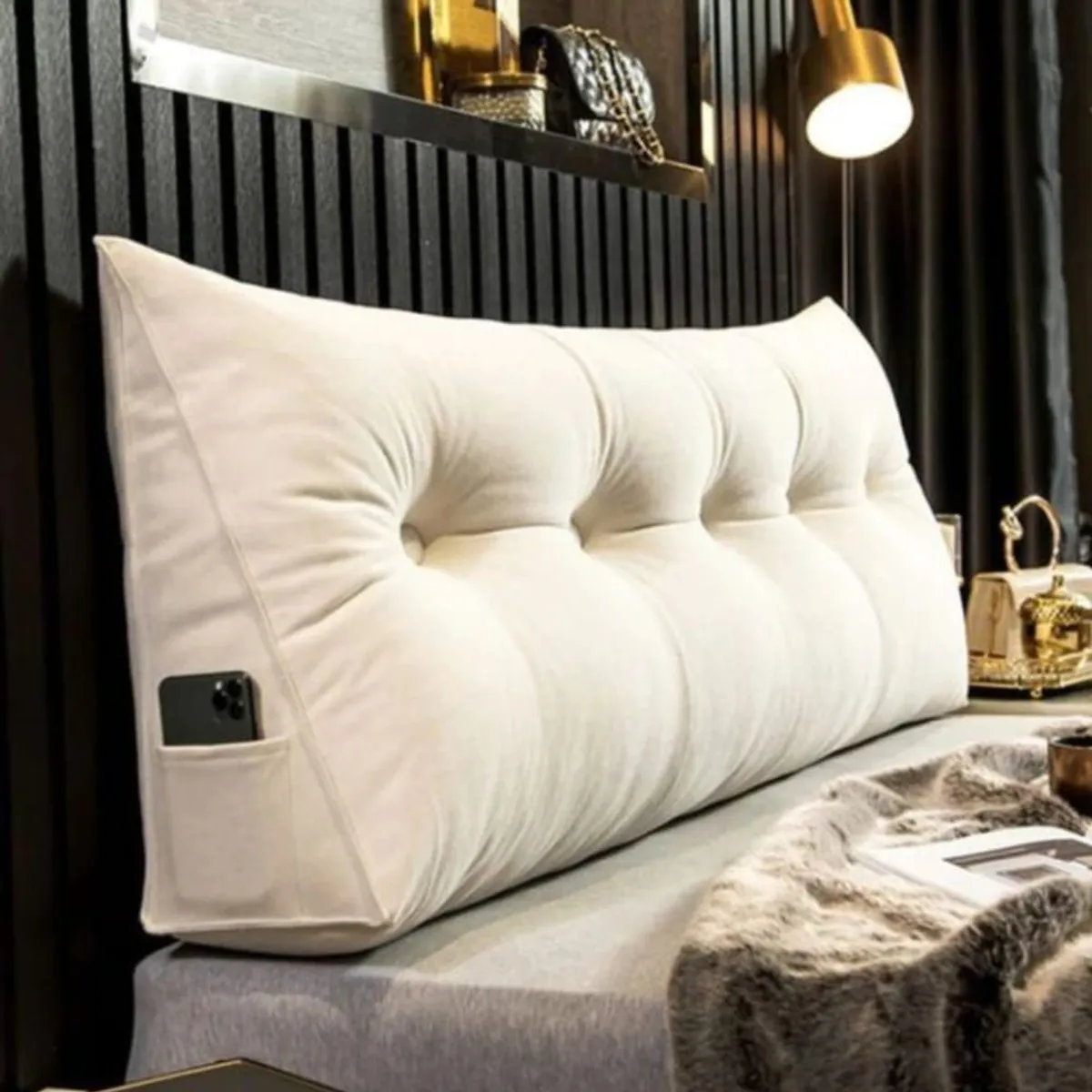 GENERICO - Cabecero Cojín Triangular Ivory King Size  Pandora Home