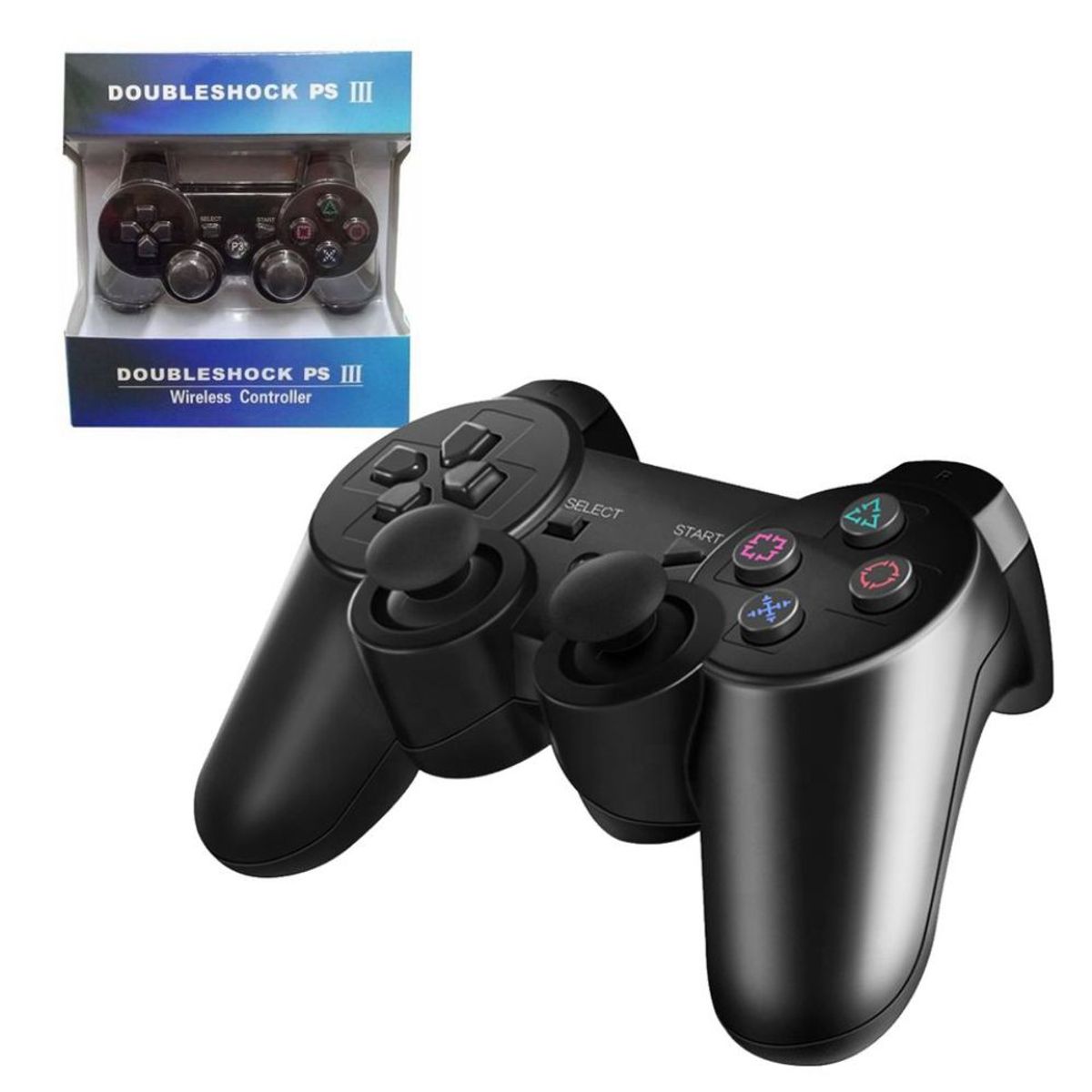 GENERICO - Mando para Ps3 Inalámbrico Recargable Negro Control Joystick