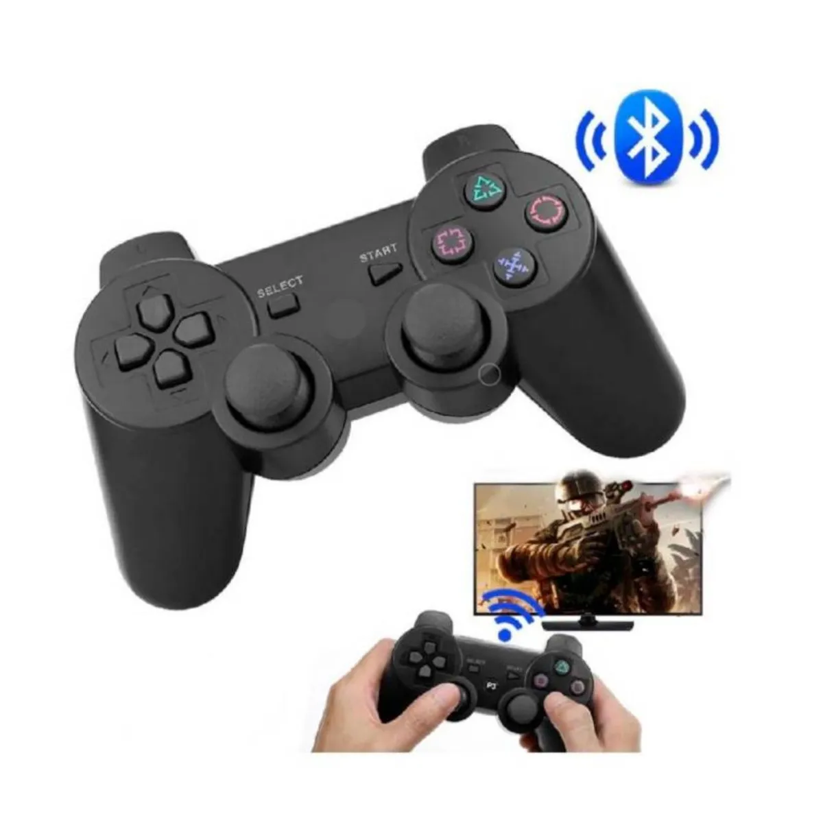 GENERICO - Mando para Ps3 Inalámbrico Recargable Negro Control Joystick