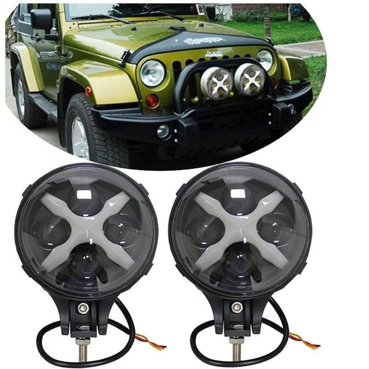 GENERICO - Par faros Neblinero Xmen NeblineroLuz Diurna 9D Lupa 4x4
