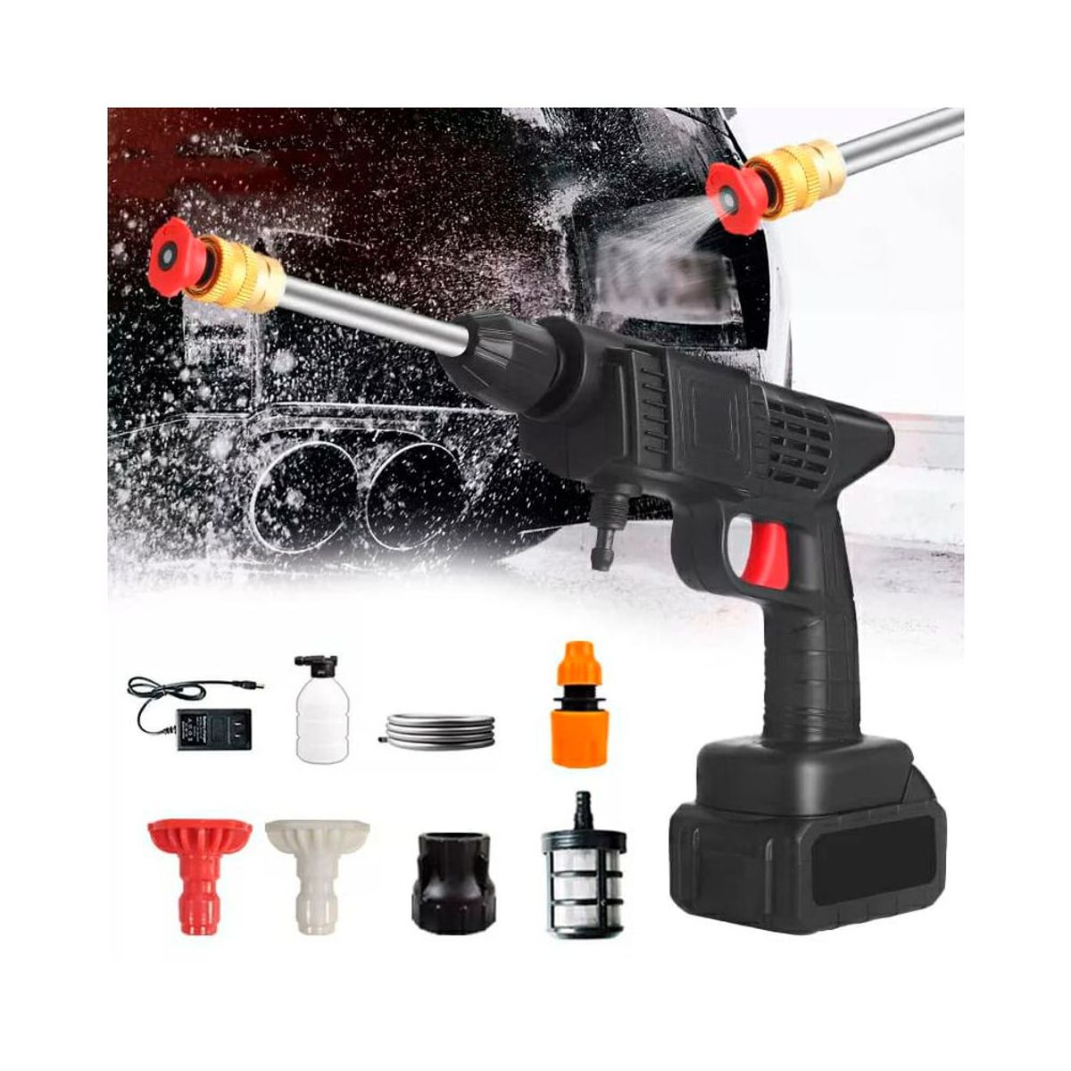 GENERICO - Pistola para Hidrolavadora  Bateria Portatil Limpieza Autos 48v