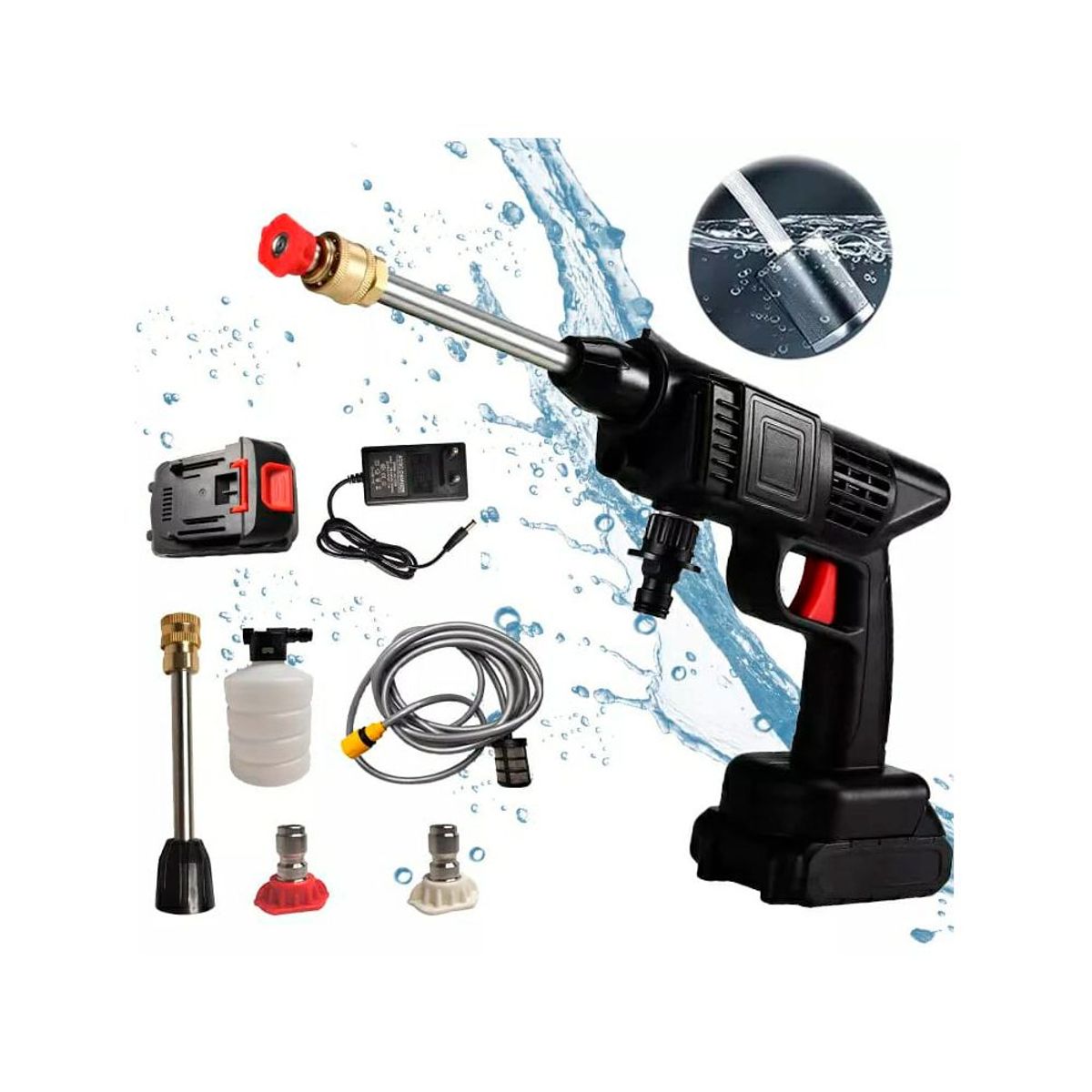 GENERICO - Pistola para Hidrolavadora  Bateria Portatil Limpieza Autos 48v