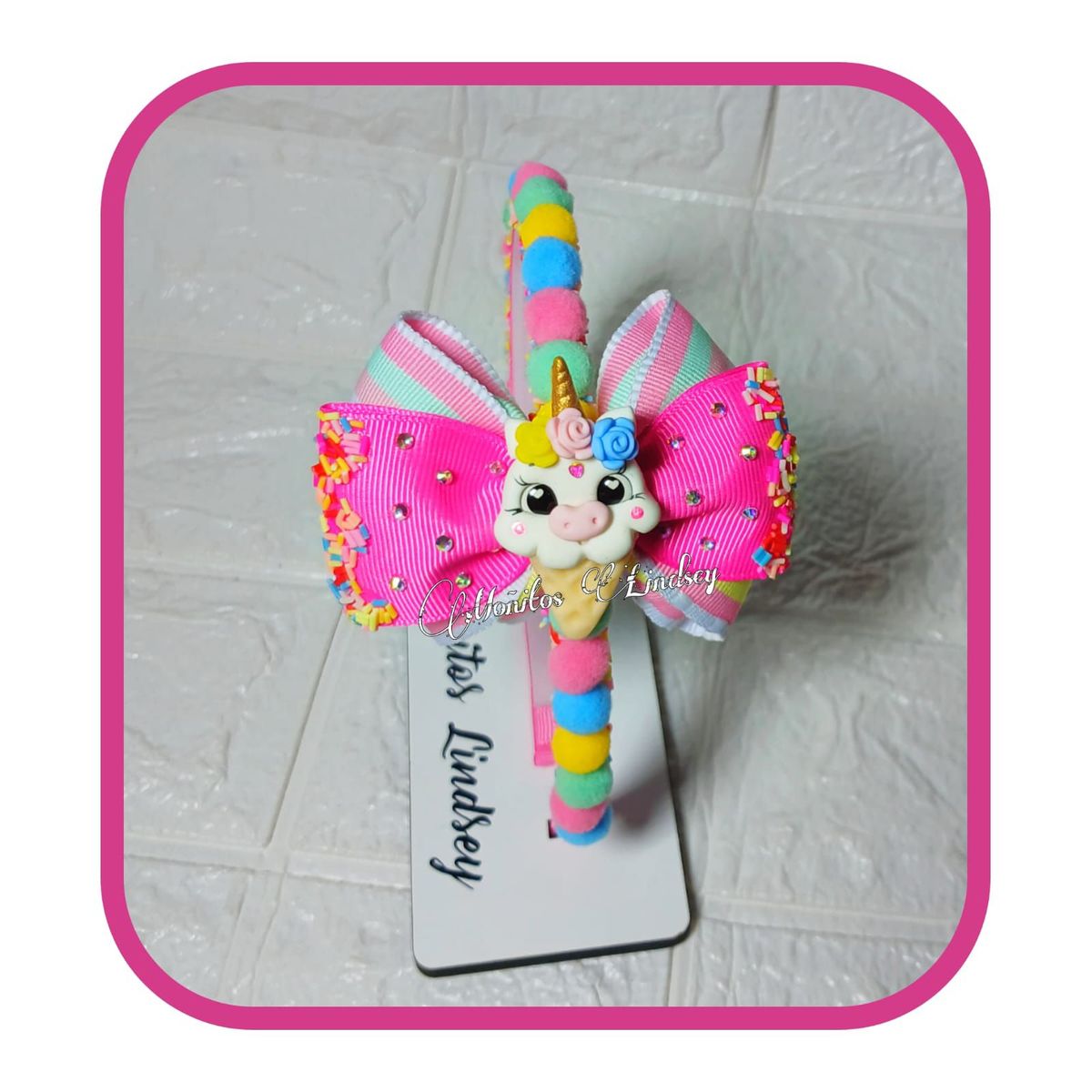 GENERICO - Vincha Pompon  Helado - Moñitos Lindsey