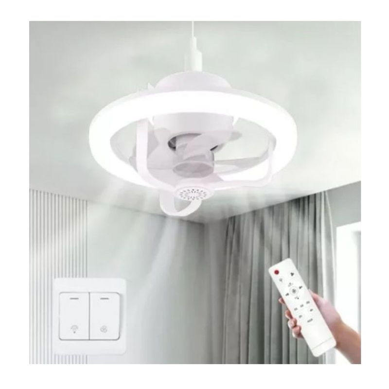 GENERICO - Foco Ventilador de Techo Giratorio 360° 50W Control Remoto