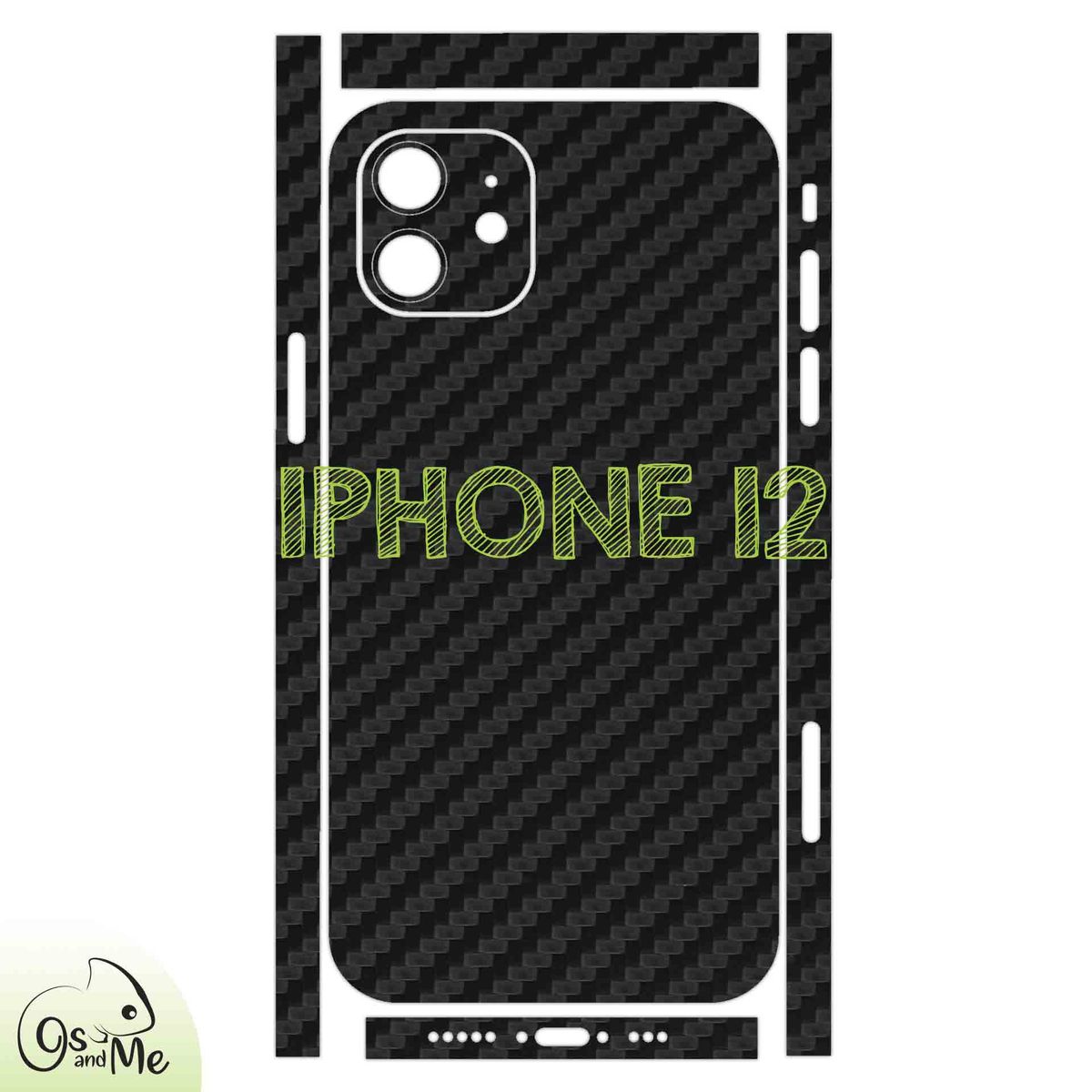 GENERICO - Skin Adhesivo Fibra de Carbono negro para iphone 12