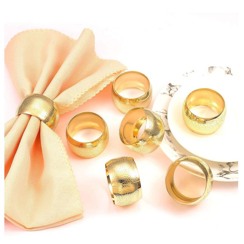 GENERICO - Set 6 Aros Servilleteros Dorados Gold Premium Brillantes