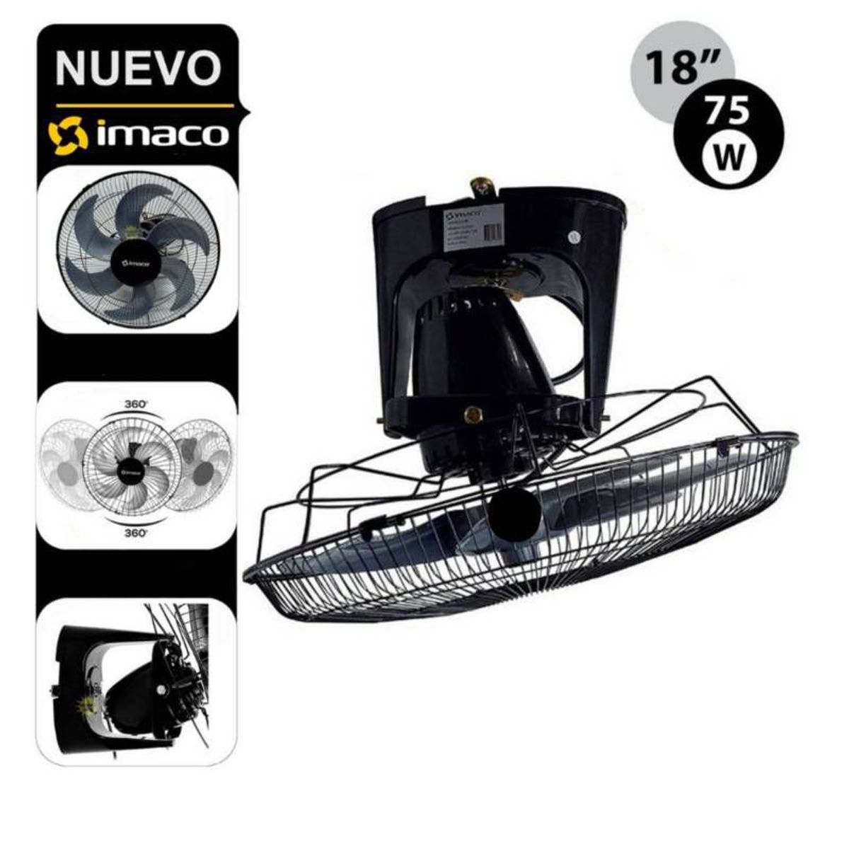IMACO - Ventilador de Techo Orbital 360° Imaco OCF7919 Negro