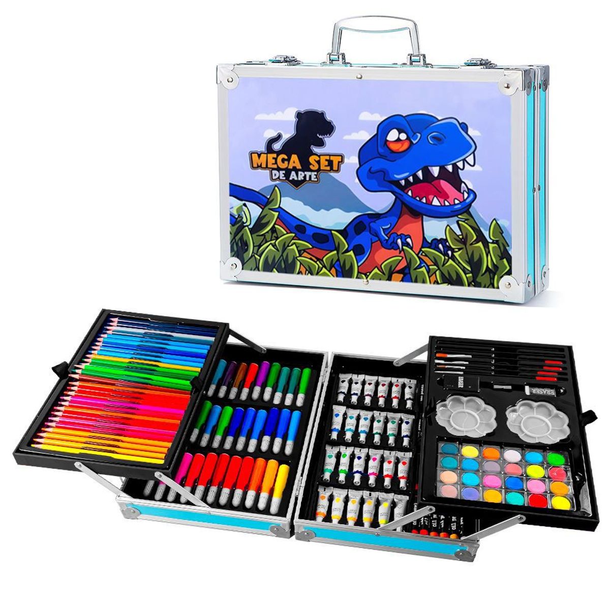 GENERICO - Set De Arte Maleta De Aluminio 145 Piezas Niño