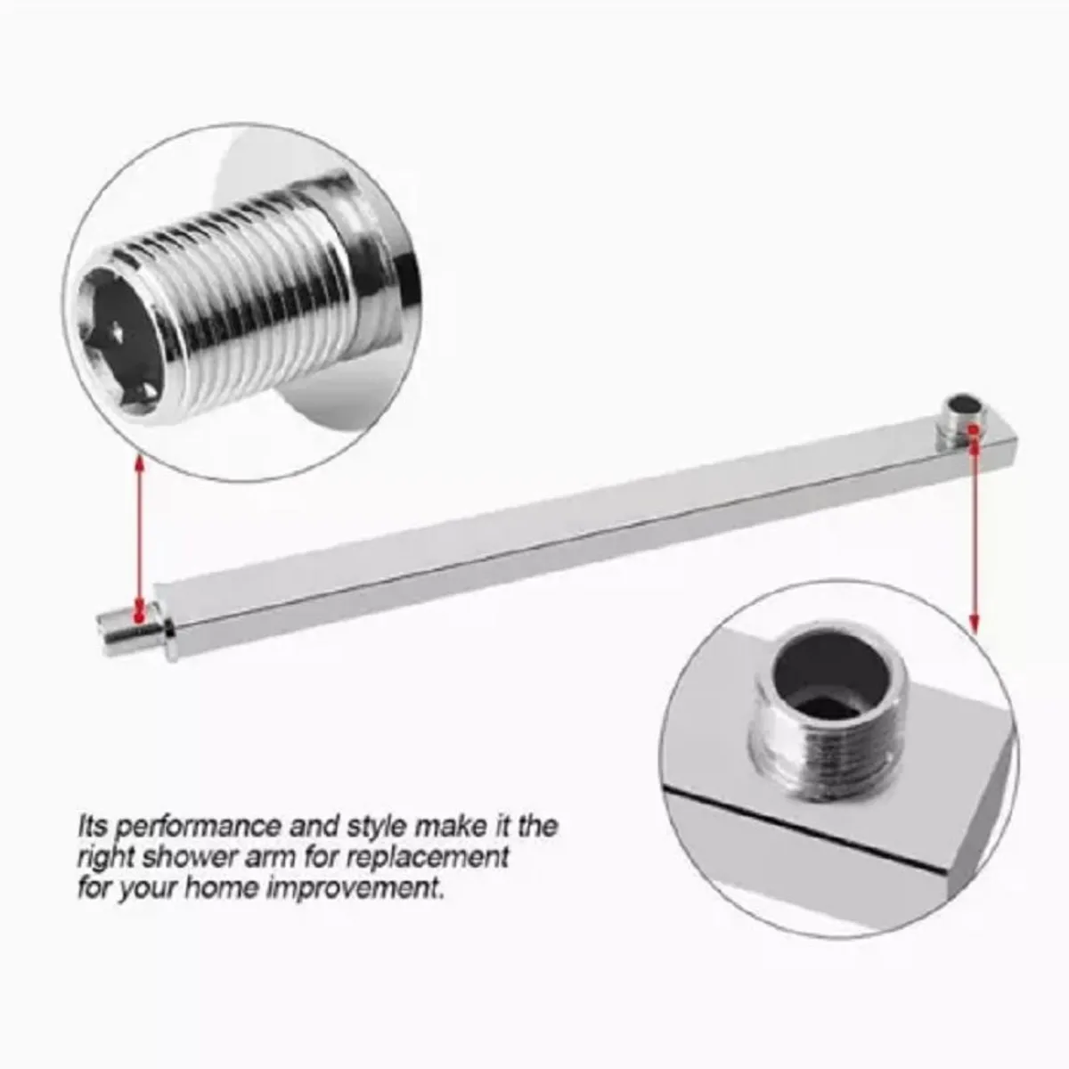 GENERICO - Kit Ducha Española Cuadrada 20cm con Tubo Cuadrado Acero Inox