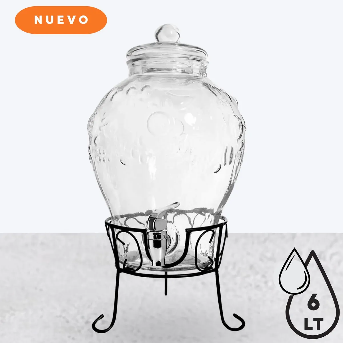 GENERICO - Dispensador de Agua con Tapa/Soporte ELEGANTE 6 Lt