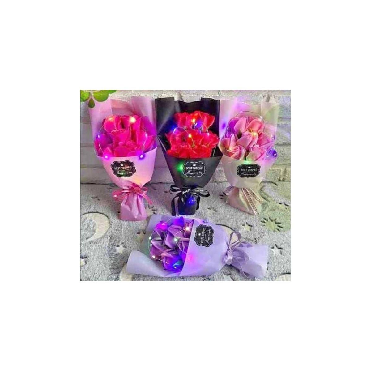 GENERICO - Ramo rosas jabon con luces