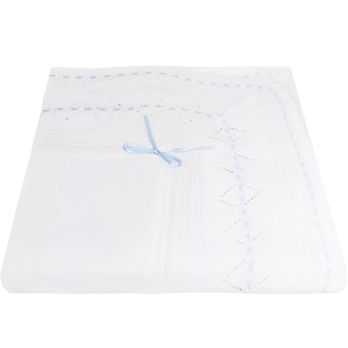 GENERICO - Colcha bebé Hilo Tacto con algodon - Blanco Celeste