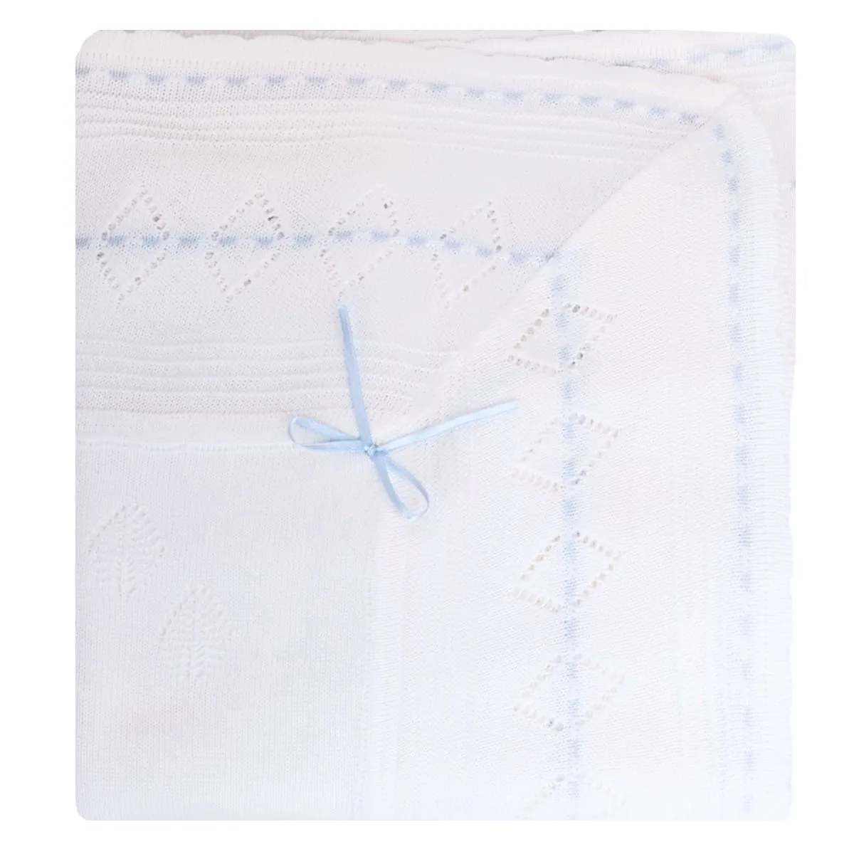 GENERICO - Colcha bebé Hilo Tacto con algodon - Blanco Celeste