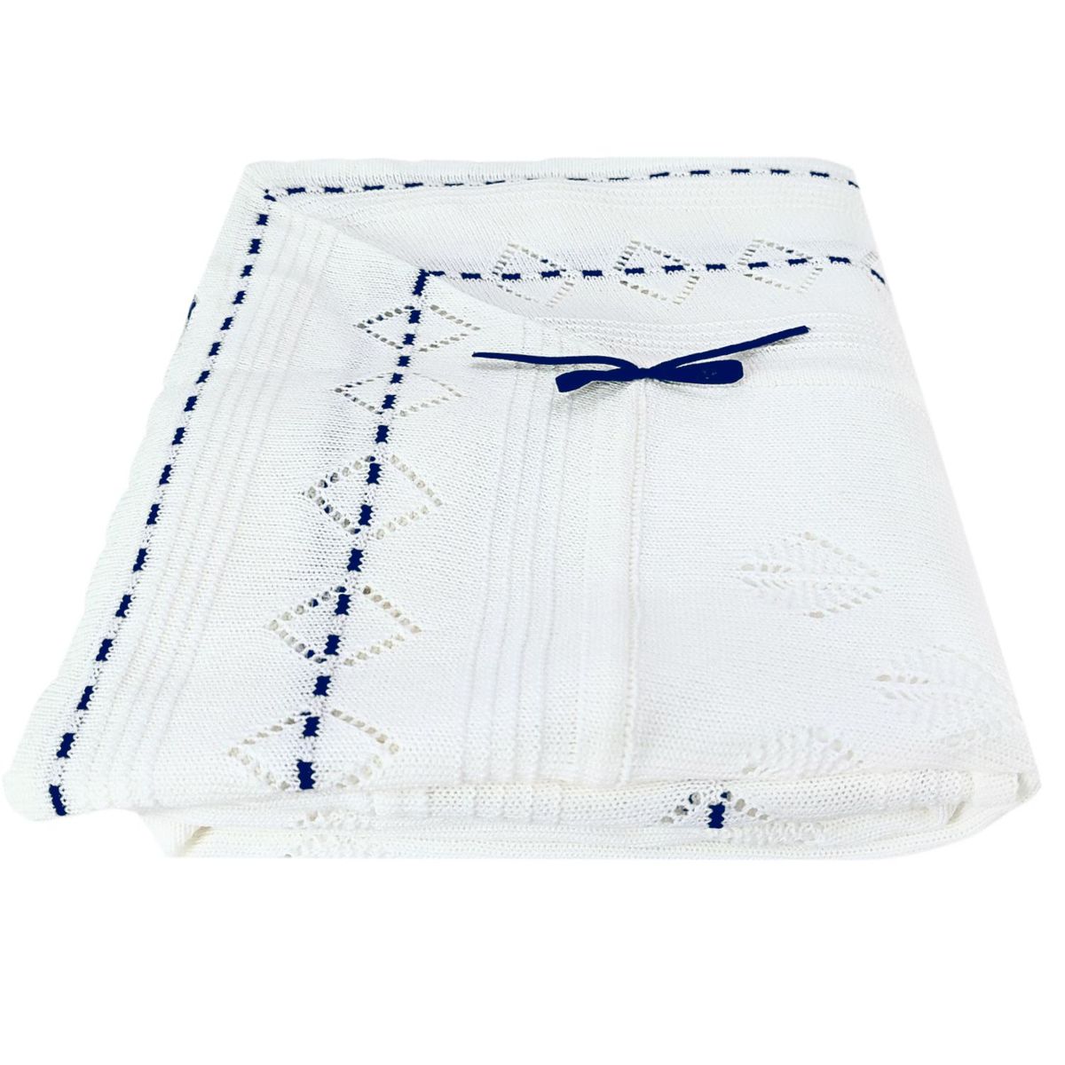 GENERICO - Colcha bebé Hilo Tacto con algodon - Blanco Azul noche