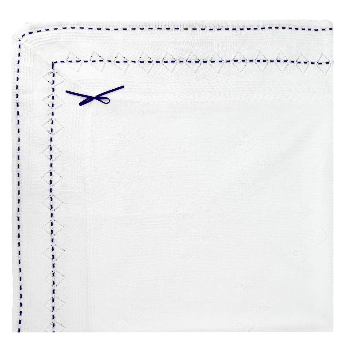 GENERICO - Colcha bebé Hilo Tacto con algodon - Blanco Azul noche